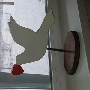 Peace Dove With Heart Hand Made Vintage Wood